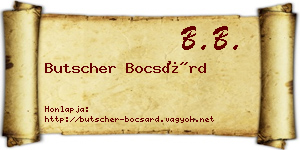 Butscher Bocsárd névjegykártya